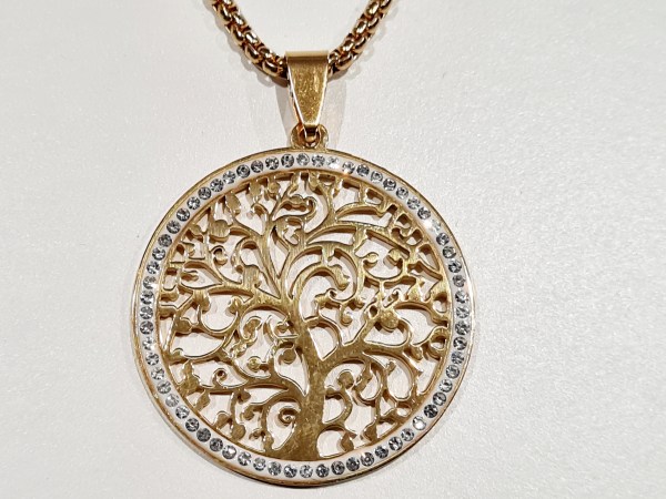 collier arbre de vie doré acier inoxydable